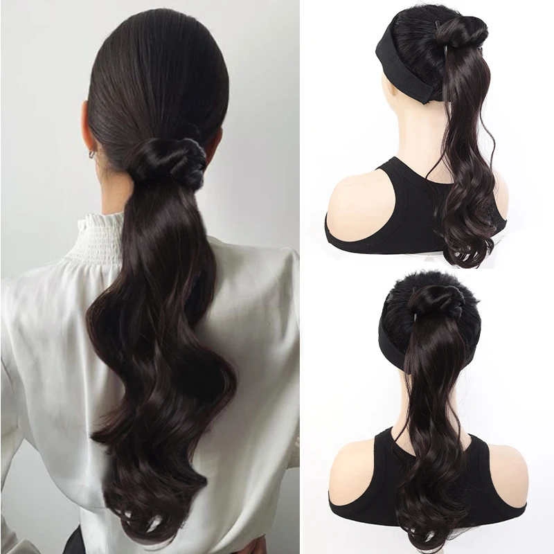 

15,7-дюймовый женский парик-хвост с длинными волнистыми локонами на заколке-крабе, подходит для различных случаев.