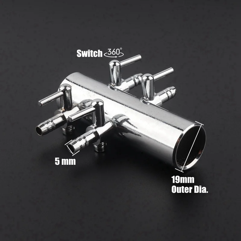 4~12 Ways 19mm-5mm Stainless Steel Air Pipe Distributor Aquarium Fish Tank Air Valve Oxygen Pump Regulating Valve Hose Splitters