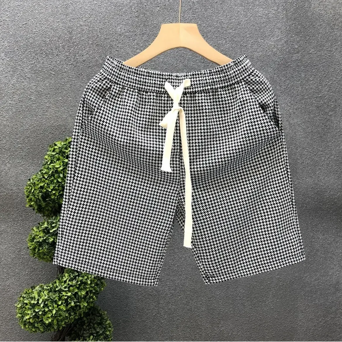 Man Short Pants Beach Board Home Plaid White Shorts For Men Casual With Stylish Hot Korean Style Elastic Hot Deals No Logo Xl