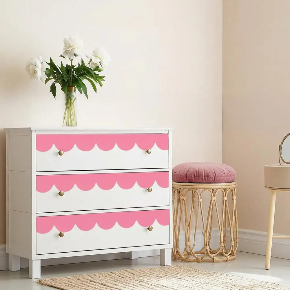 Self-adhesive Wall Border for Kids Room Peel Stick Cabinet Edge Decor 4pcs Scalloped Border Wall Decals Peel Stick for Nursery