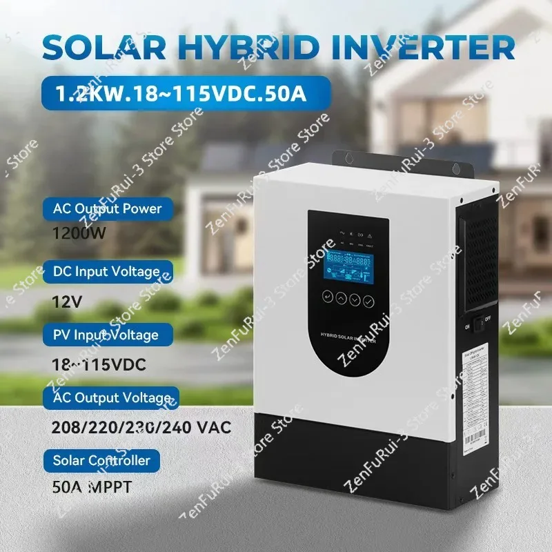 Hybrid Solar Inverter Pure Sine Wave 1.2KW-12V Solar Inverter MPPT Technology for Home Use