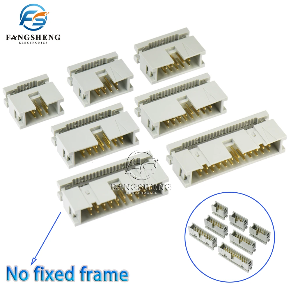 5/20/50pcs DC3 2.54MM IDCNo fixed frame Header Male Headers 10/14/16/20/30/34/40/50 Pin Connector for 1.27mmPitch Flat Cable FC