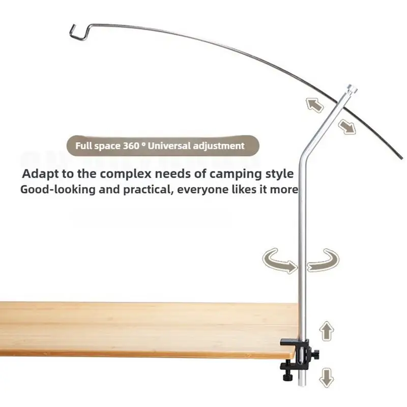 

Aluminium Alloy Camping IGT Lamp Hanging Rack Outdoor Portable Light Hanger Curved Lamp Holder Lighting Rack Accessories