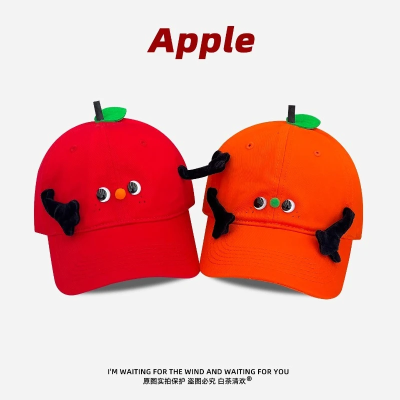 

Original Niche Cute Cartoon Apple Shape Baseball Cap Men's and Women's Spring and Autumn Outdoor Sunshade Adjustable Sports Hat