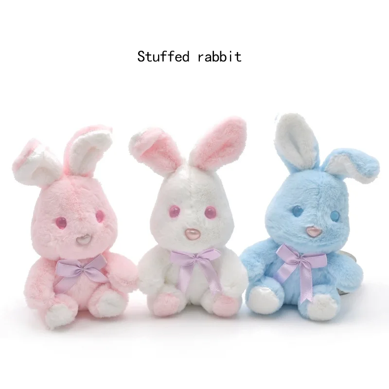 

new Cute sitting bow rabbit keychain hot Pendant very soft pretty fashione bag packaging accessories couple sweet birthday gift