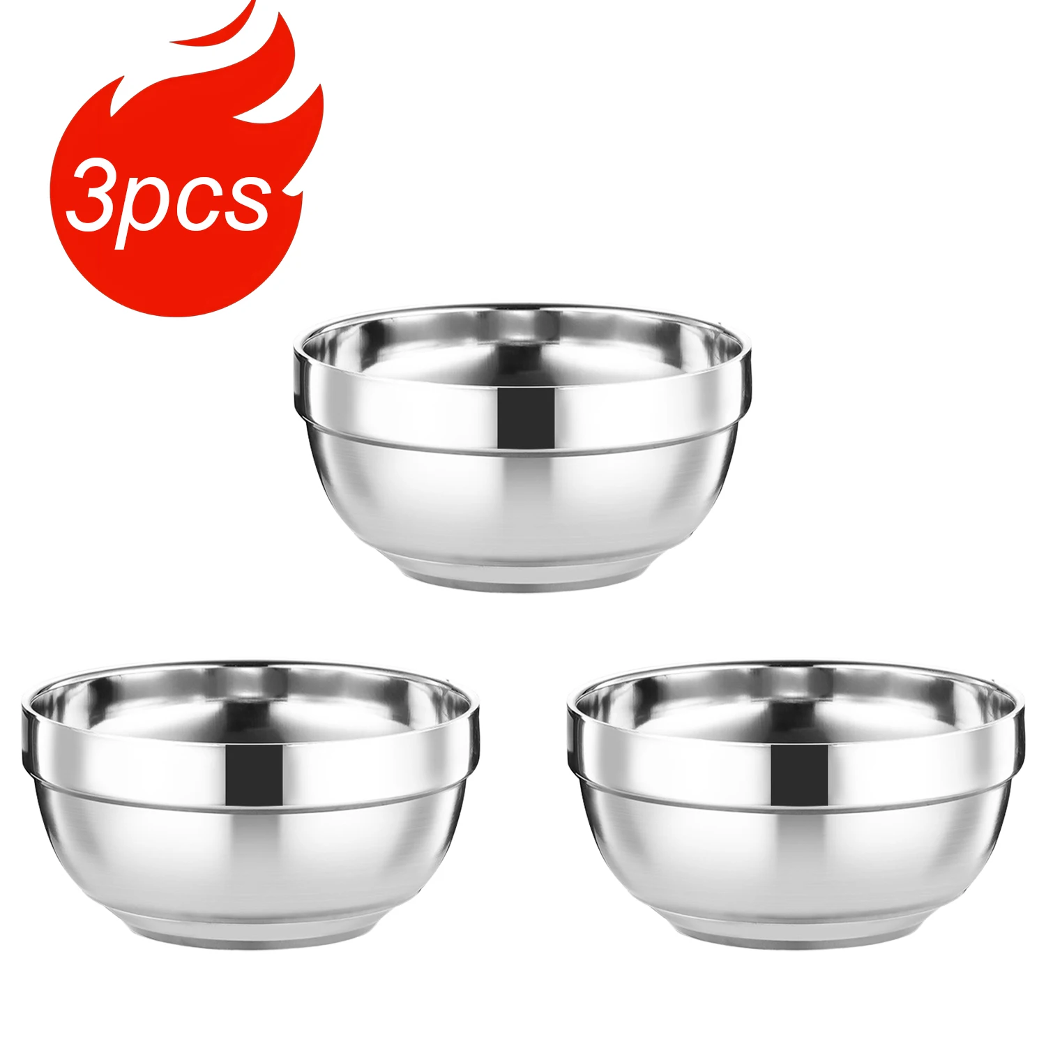 3-teiliges multifunktionales Edelstahl-Schüssel-Set, geeignet für Pasta und Eis, hochglanzpoliert, verdickt, kratzfest