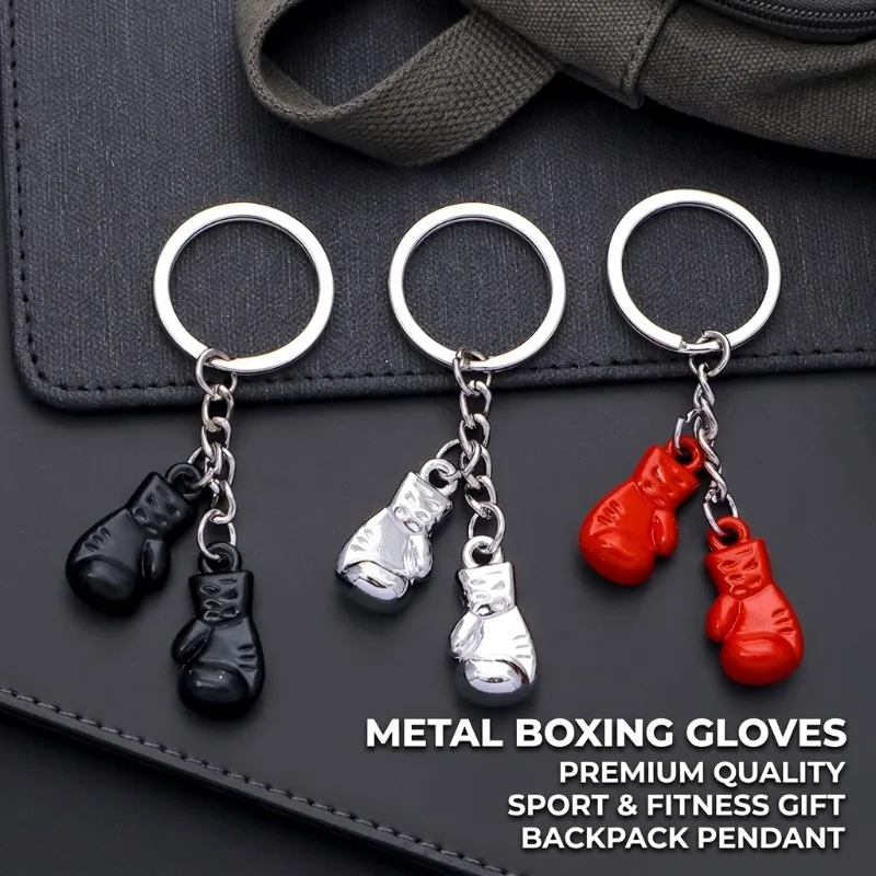 Creative Metal Pendant Stylish Hanging Ornament Ideal Souvenir for Gym Club Members and Sports Events 3D Boxing Glove Keychain