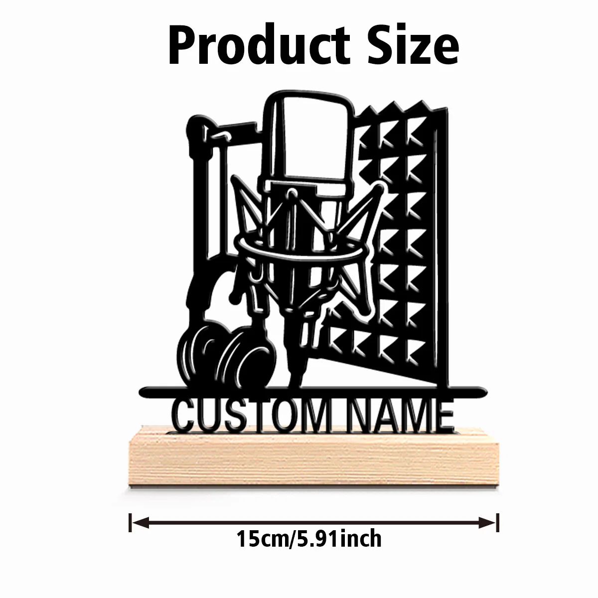 1pc Weird Personalized Custom broadcasting Metal Statues Wooden Base Bar Decor for Kitchen Dining Room Modern Rustic Themes