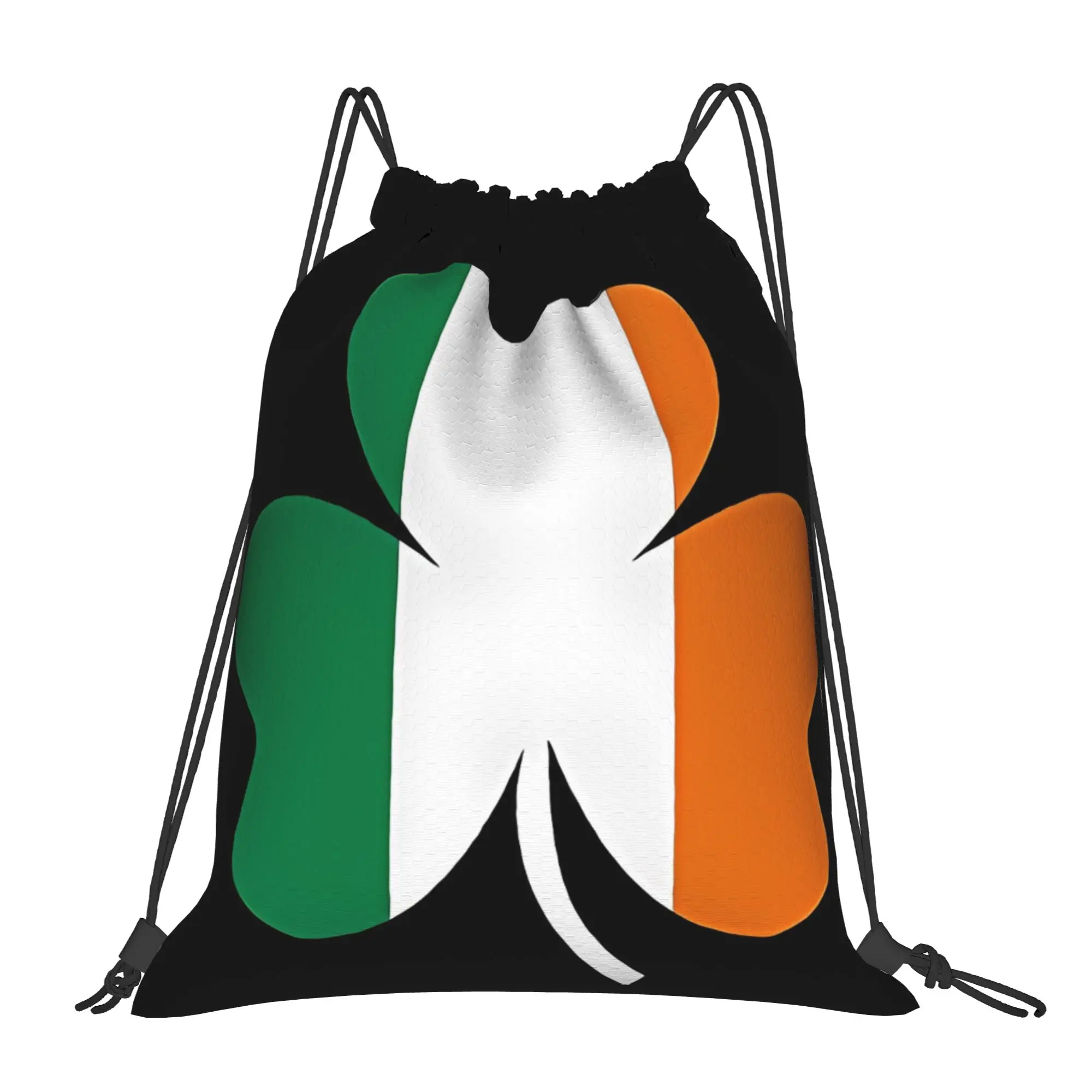 St Patricks Day Ireland Flag Shamrock Portable Sports Riding Gym Drawstring Storage Sporty Backpacks