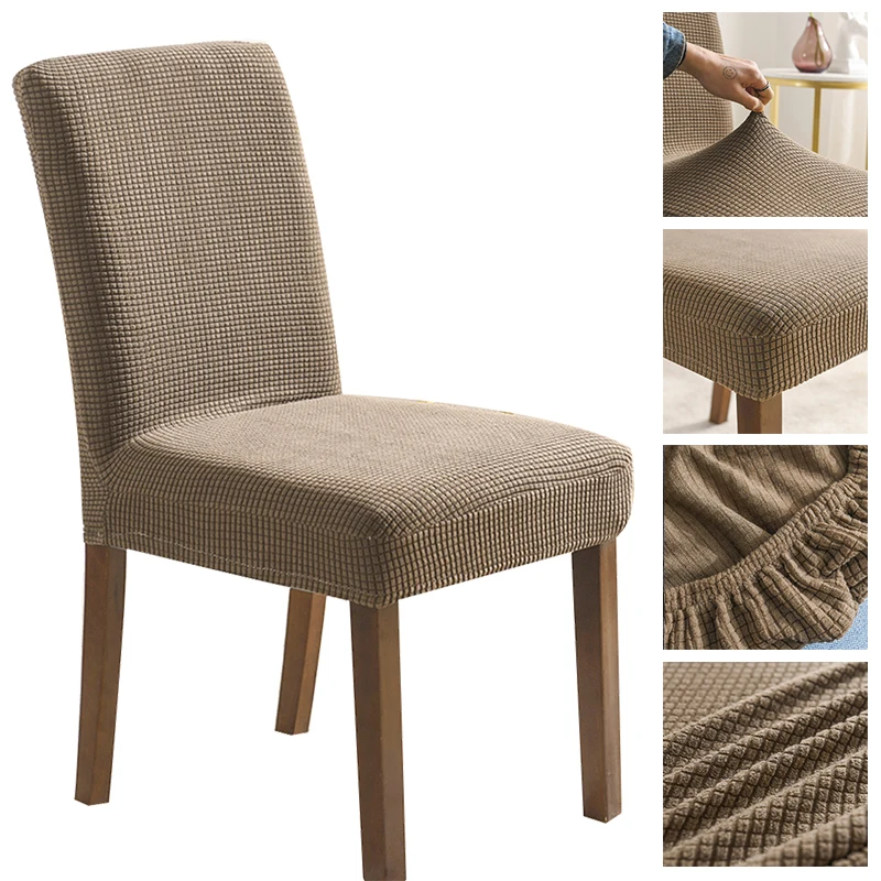 Jacquard Chair Cover for Dining Room Wedding Stretchable Thick Chair Protector 1/2/4/6 pieces Slipcover for Chair Seat Backrest