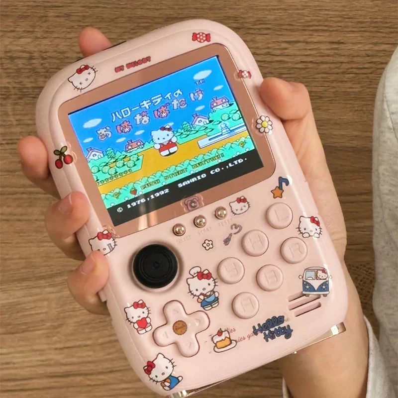 Kawaii Hello Kitty Kawaii Power Bank Mini Game Portable Retro Handheld Game Console Soft Light Color Screen Birthday Girl Gift