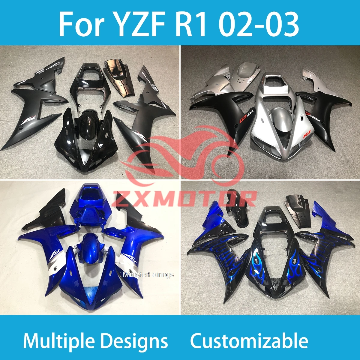 

YZF-R1 02 03 ABS Fairings for Yamaha YZF R1 2002 2003 Aftermaeket Free Custom ZXMT Fairing Injection Bodywork Kit Motorcycle