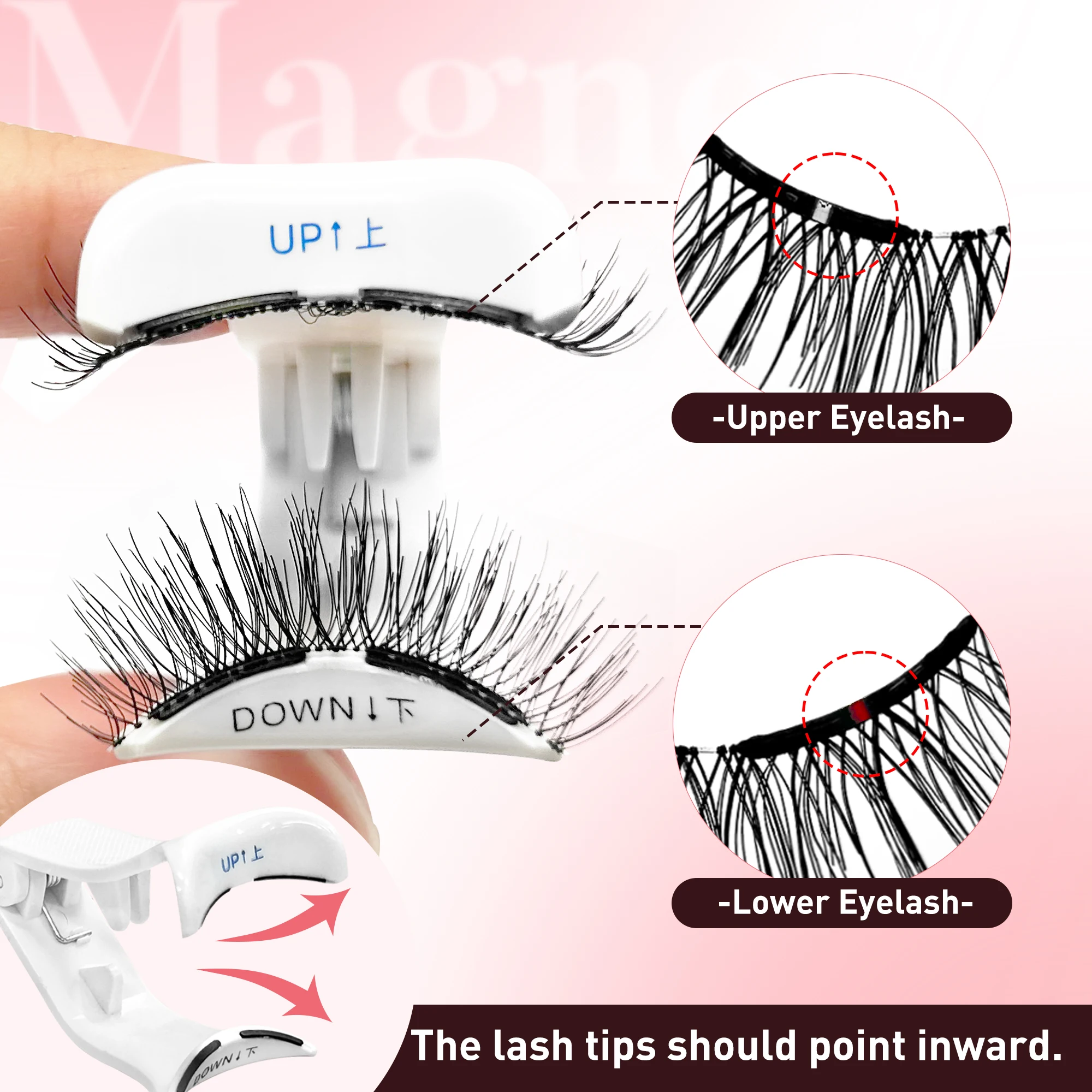 二重磁気まつげ 強力な接着剤で簡単に装着でき、ダメージを与えず、取り外し可能で再利用可能、自然なまつげスタイルに