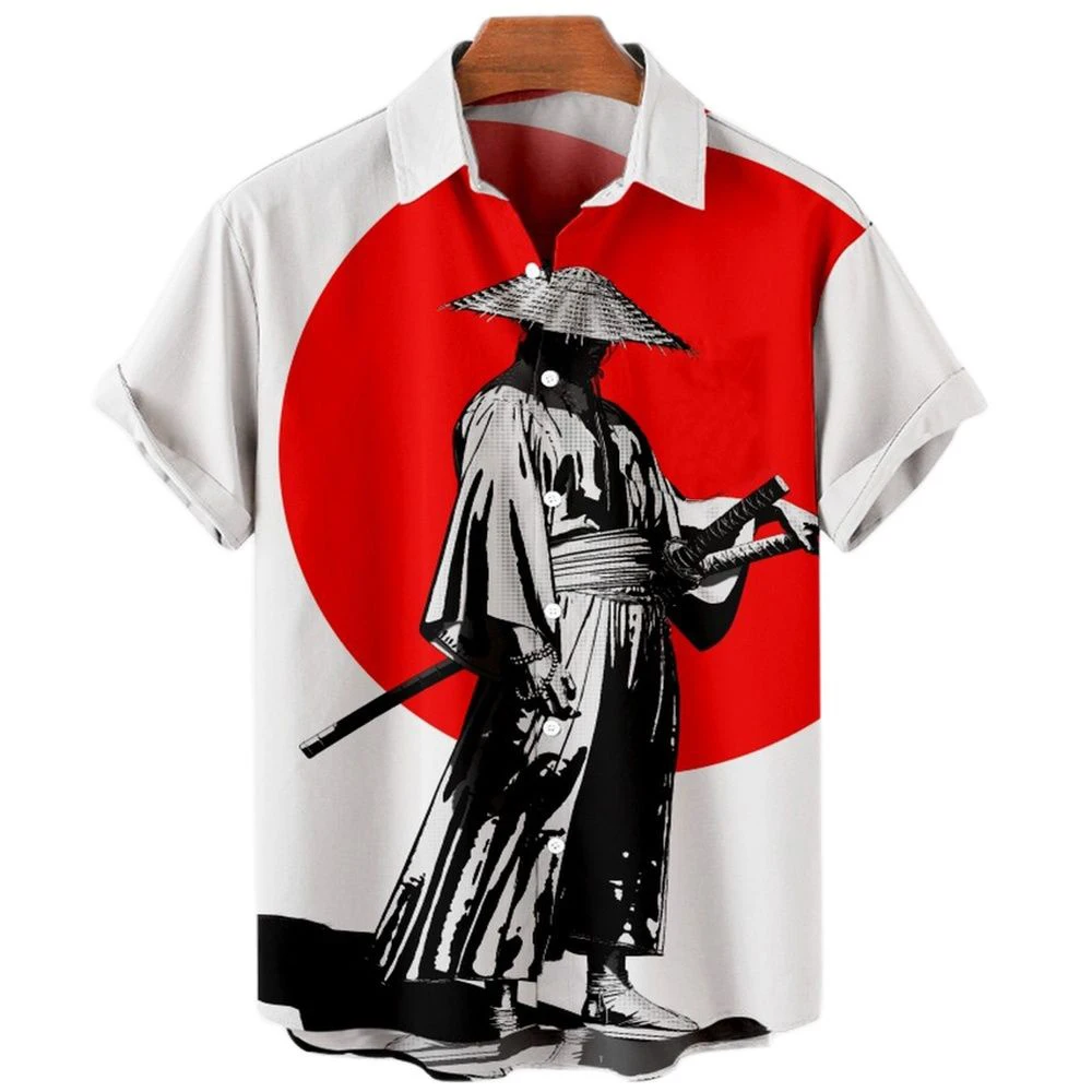 Summer Japanese Samurai 3D Printed Hawaiian Beach Shirts Men Women Casual Fashion Streetwear Short Sleeve Shirt Man Tops Blouse