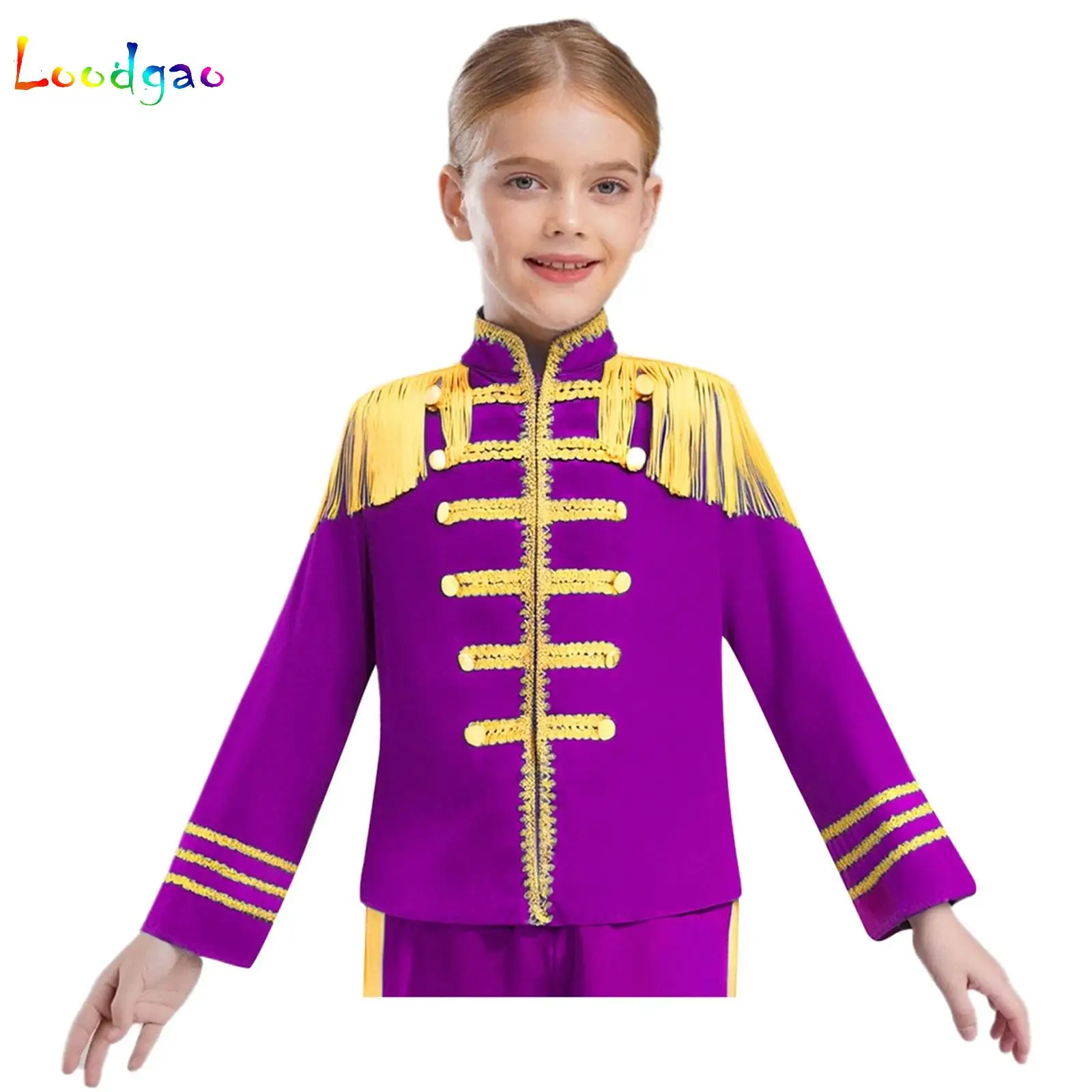 

Kid Girls Boys Medieval Hippy Costume Marching Band Rock Coat Cardigan Musician Cosplay Jacket Halloween Sergeant Pepper Uniform