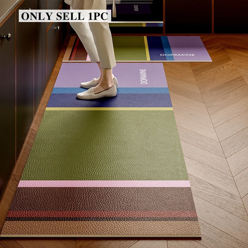 Kitchen Rug Pvc Waterproof Leather Carpet Medieval Style Long Floor Mat Non-slip Oil-proof Home Decor Rugs Alfombras De Cocina