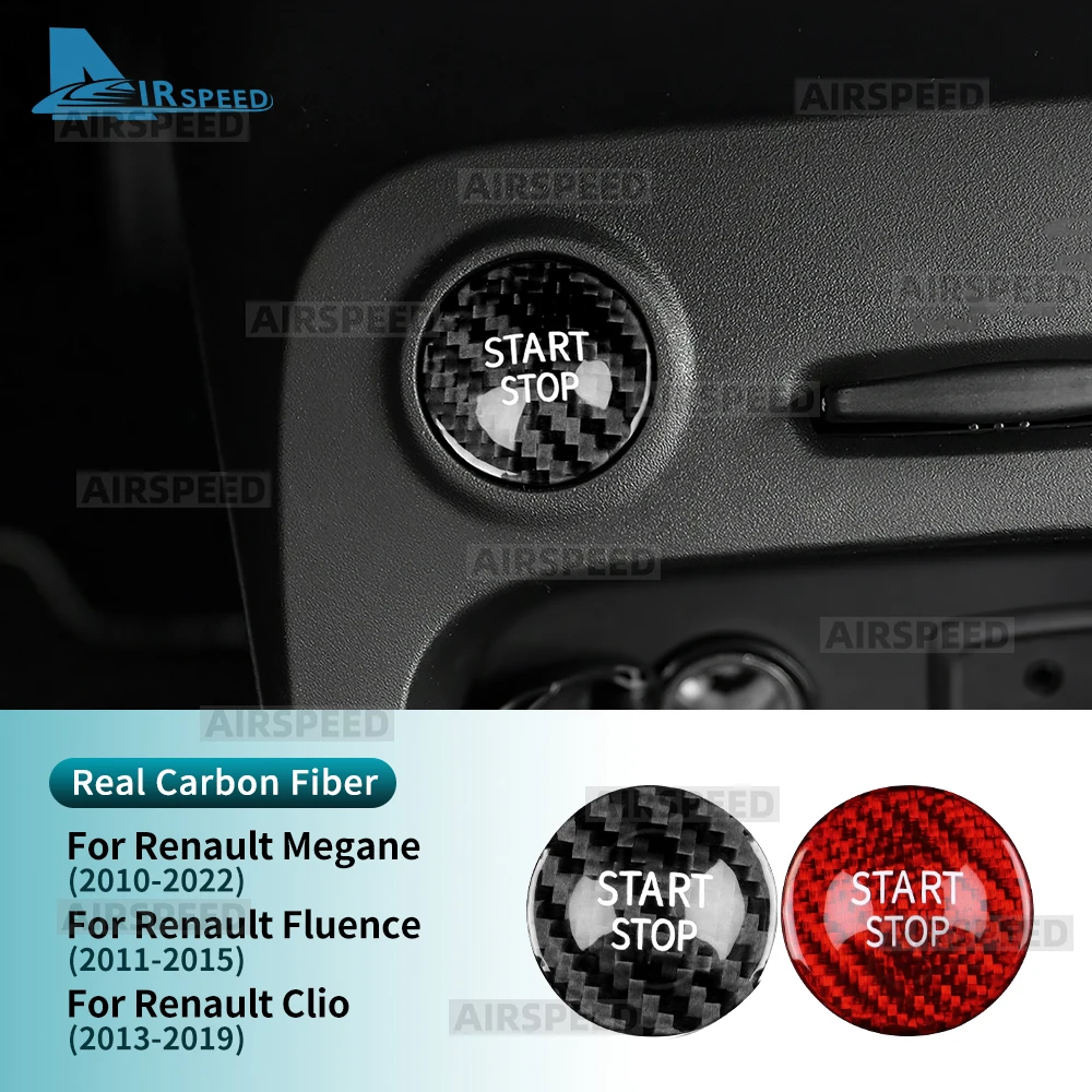 Real Dry Hard Carbon Fiber Sticker For Renault Megane 3 2 2010-2022 Fluence 2011-2015 Clio 4 2013-2019 Car Engine Start Stop