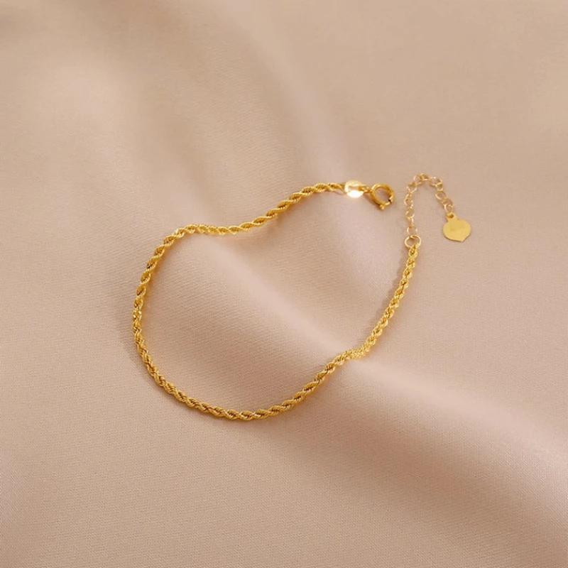 Authentic Real 18K Gold AU750 Twisted Bracelet Exquisite Delicate Gift Classic Present For Women Adjustable Fine Jewelry