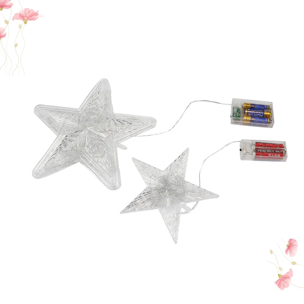 

2 Pcs Christmas Tree Topper Artificial Star for Toppers Stars Lighted Decoration Pentagram