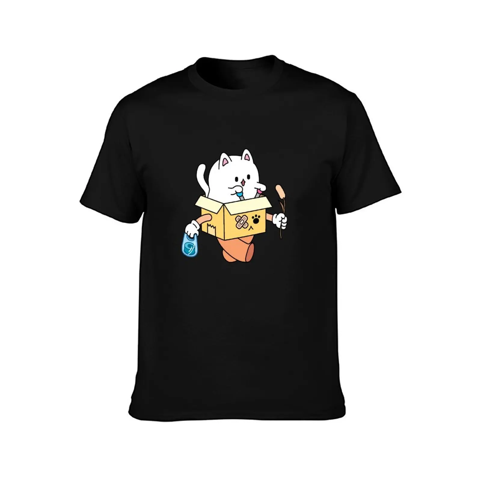 cat riding a box robot T-Shirt plus size clothes cute tops mens designer t shirt