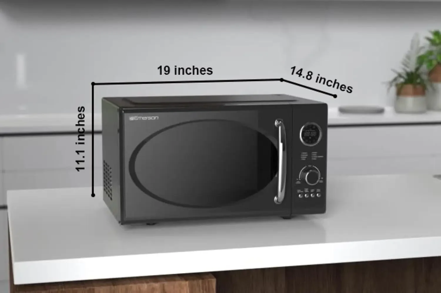 Retro Compact Countertop 800W Microwave Oven with 1,000W Grill Function, LED Display, 5 Power Levels