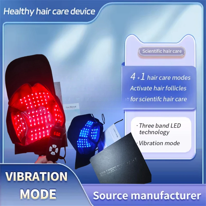 

Red Light Hair Therapy Hair Growth Cap LED Red&Blue Lights 100 LEDs Haircare Activate Hair follicles Heating Vibration massager