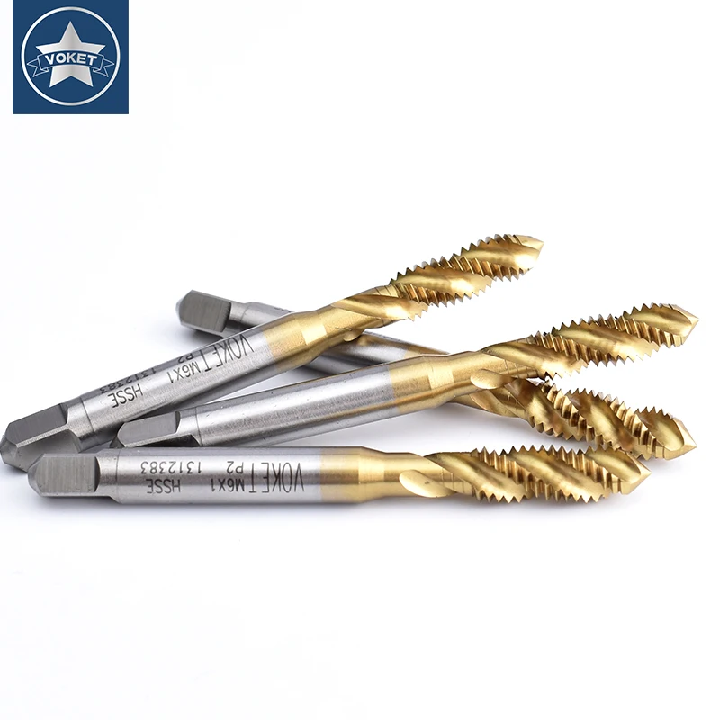 

VOKET HSSE-M35 JIS Standard With Tin Spiral Fluted Tap M11 M12 M13 M14 M15 M16 M18 M20 M22 M24 Machine Screw Thread Taps