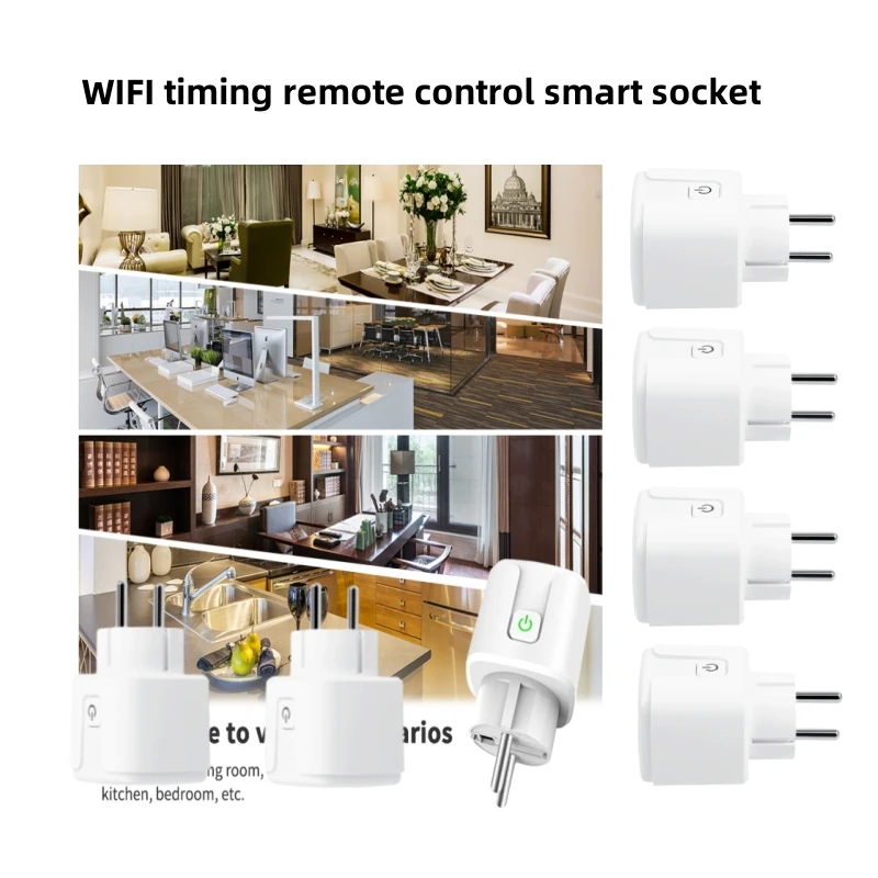 4/2/1pcs Smart Socket EU 20A Wireless Remote Plug Smart Timer Plug Voice Control Alexa Google Home Voice Control Tuya Smart Life
