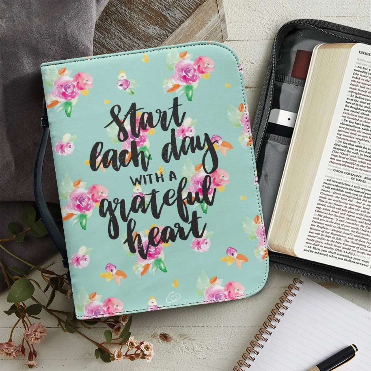 

FORUDESIGNS New Bible Study Book Floral Text Design Church Bag Bible Case Book Holy Covers Case Carry Bag Protective Storage Bag