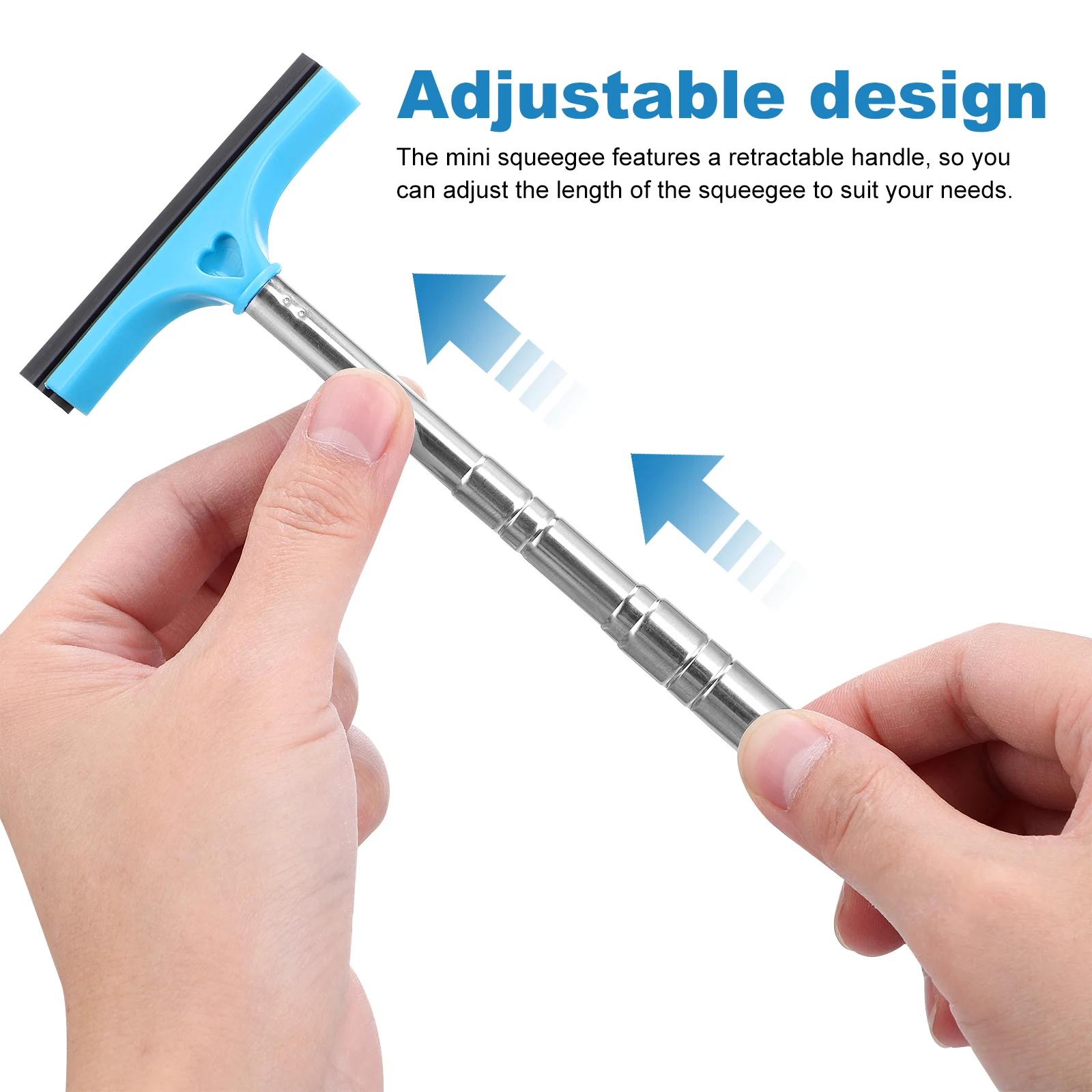 

4pcs Telescopic Car Squeegee Water Wiper Mini Mirror Adjustable Handle Portable for Windows Windshield Trucks Boats RVs