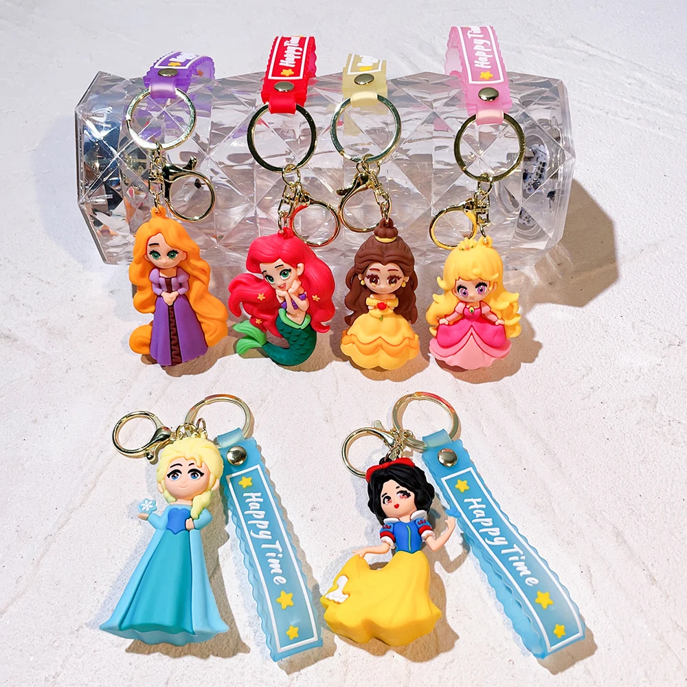Disney's beautiful princess series keychains, car keychains, cute and interesting personalized bag decorations, pendants with co