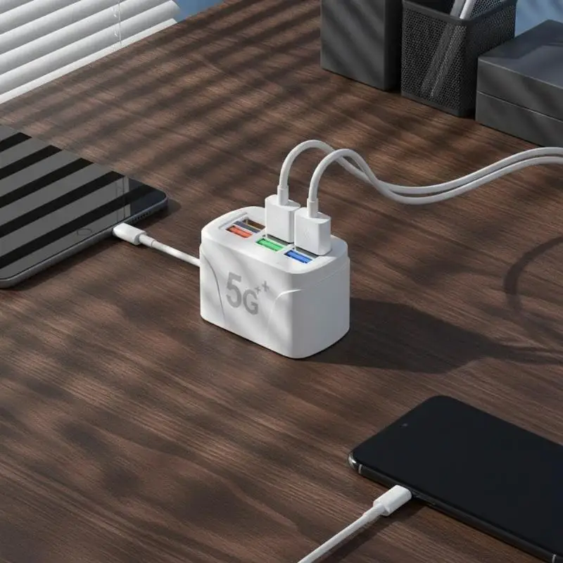 Electric Outlet USB Adapter Fast Charging EU US Universal Plug 2m Extension Cord for Holiday Travel Use