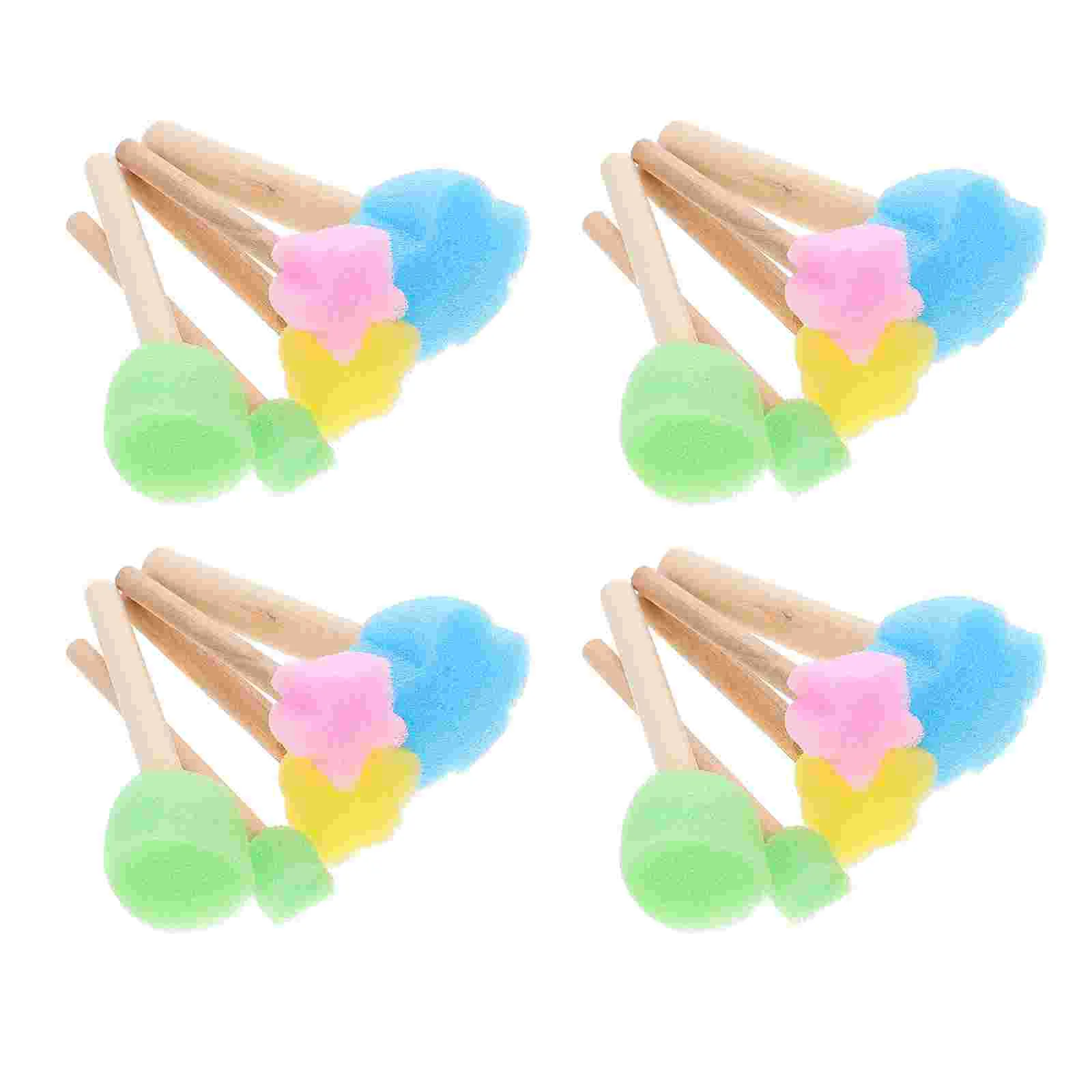 

20 Pcs Painting Sponge Brush Children Graffiti Kids Tools Sponges Portable Wood Brushes