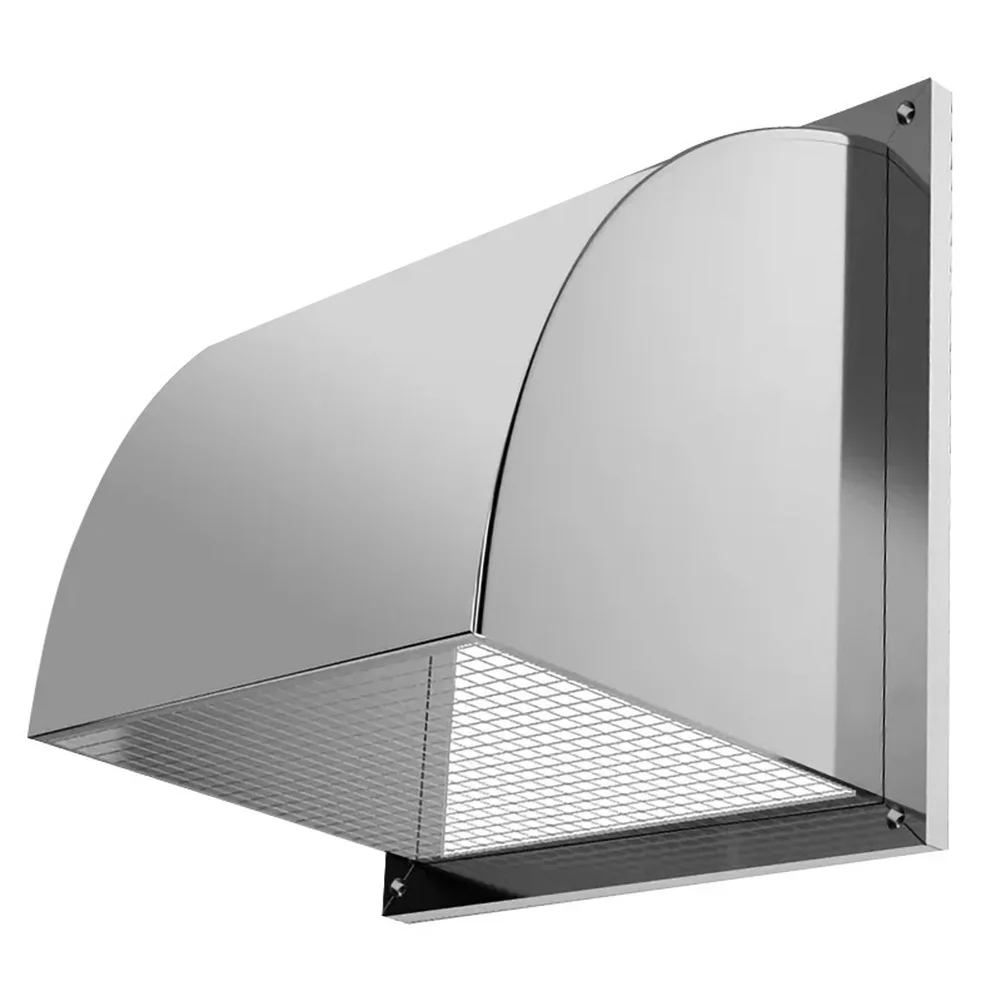 304 Stainless Steel Square Hood Vent Cover for For exhaust Fan Weatherproof Curved Profile for Optimal Airflow