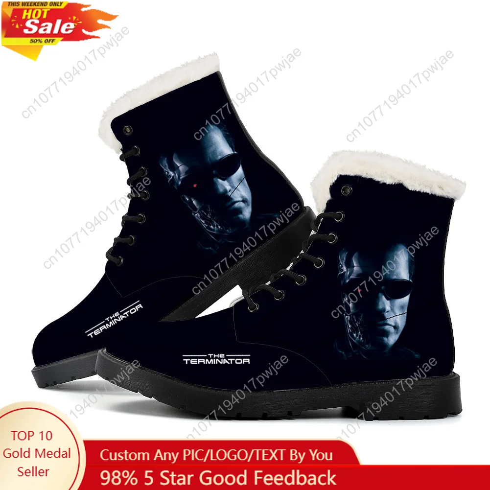 

Movie Terminator A-Arnold S-Schwarzenegger Plush Keep Warm Boots Mens Womens Winter Outdoor Hiking snow boots