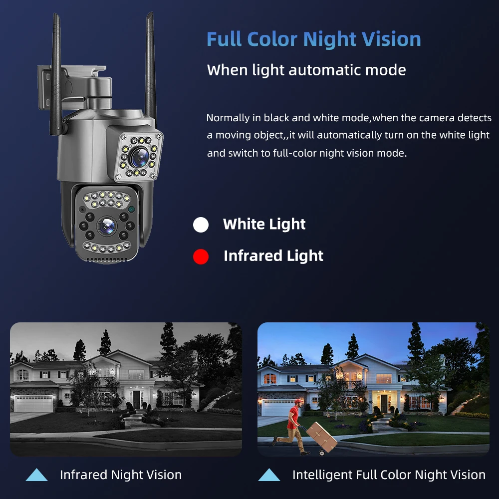 Outdoor Wireless Camera Dual Lens 12MP Human Detection Night Vision IP Security Protection CCTV Camera  V380 PRO