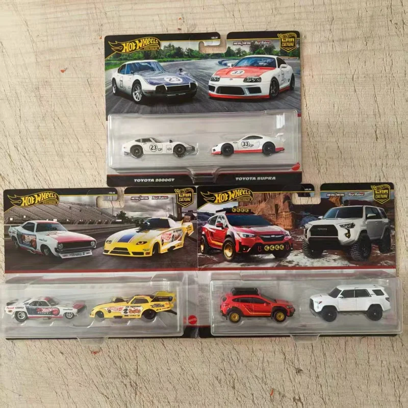 New Wheel Car Culture Dual Car Set Nissan GTR Alpha Jaguar Iron Bottom Rubber Tire Alloy Car HBL96 Gift Collection