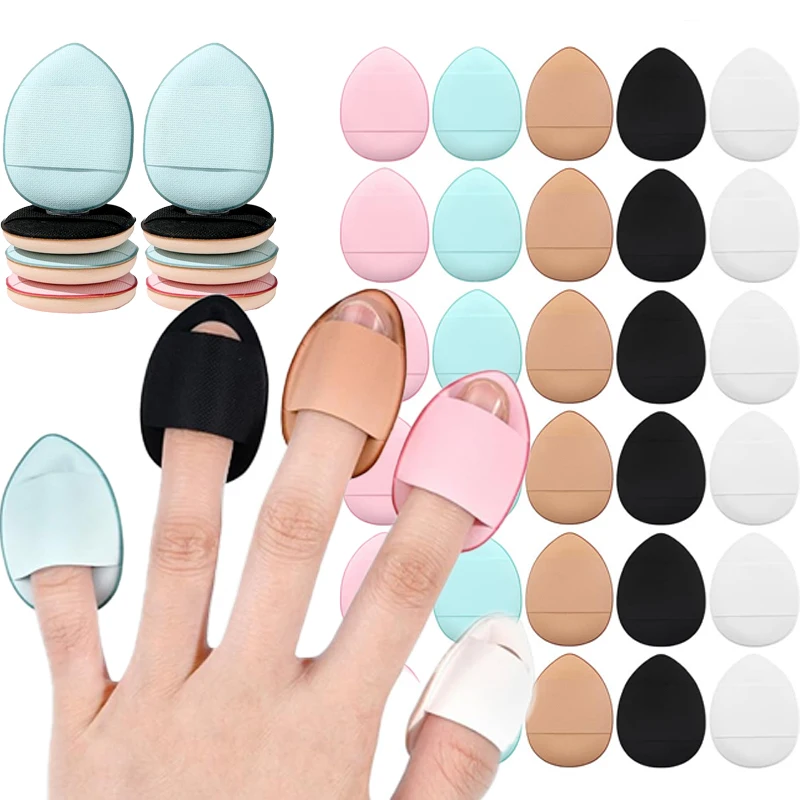 Mini Finger Powder Puff Finger Makeup Sponges Soft Beauty Cosmetic Makeup Tools for Foundation Under Eye Concealer Dark Circles