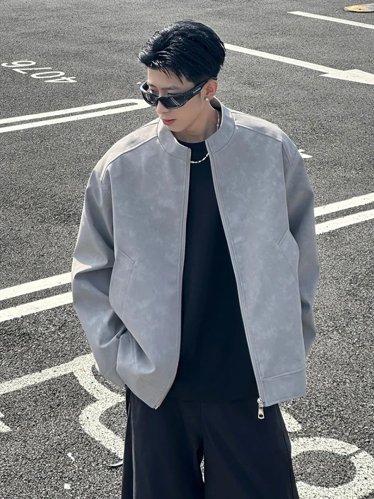 

Мужская кожаная куртка-бомбер в американском стиле для мотоциклистов, весна-осень, свободный крой, молодежная, трендовая