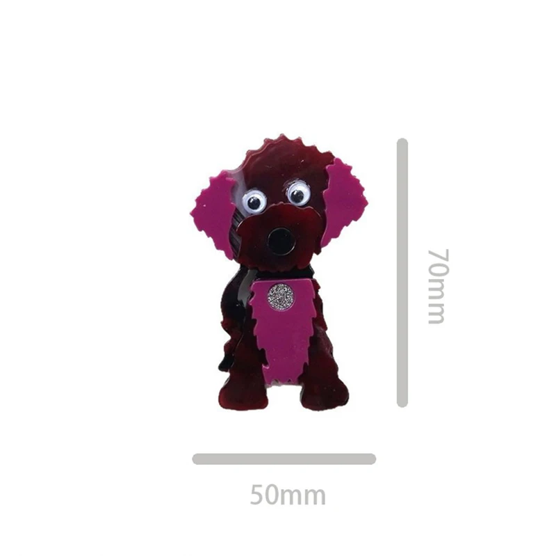YAOLOGE 2025 New Arrival Personalized Splicing Grey Rose Red Puppy Brooch Acrylic Material Women Cute Animal Dog Badge Pins