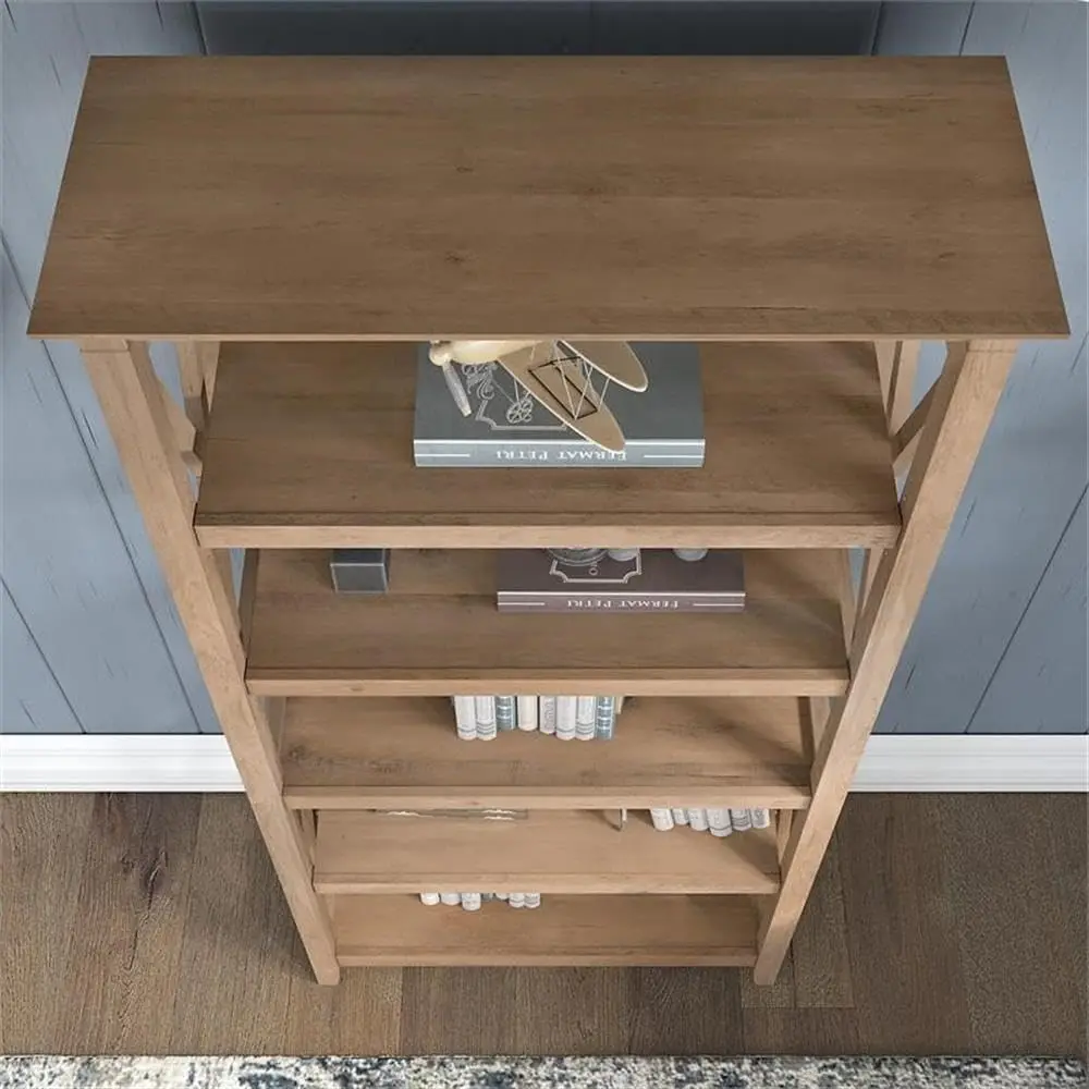 5 Tier Wood Bookcase Set Reclaimed Pine Storage Display Home Office 2 Pack, Customized