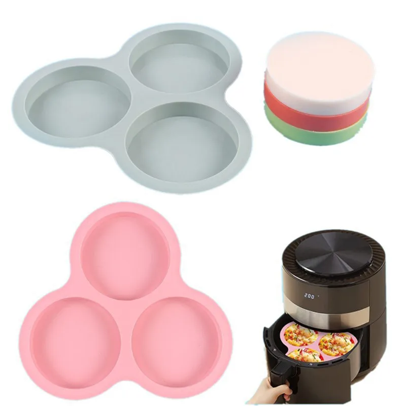 Sartén reutilizable para freidora de aire, accesorios de revestimiento de silicona, bandeja antiadherente para horno, Pizza, pollo