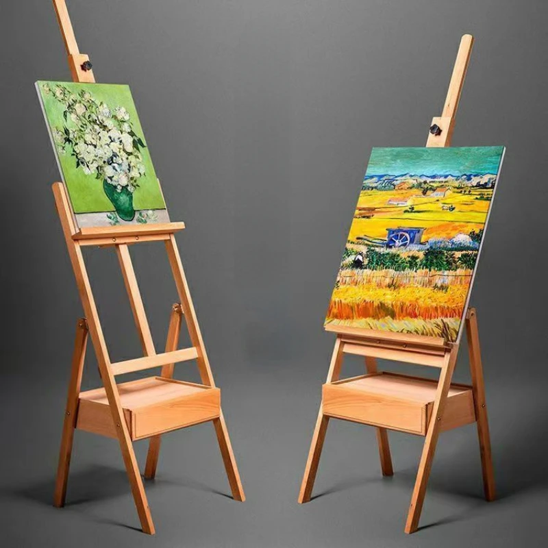 Easel with Drawer Portable Adjustable Caballete Pintura Adult Kids Oil Paint Sketch Aquarelle Wooden Easel Chevalet Art Supplies