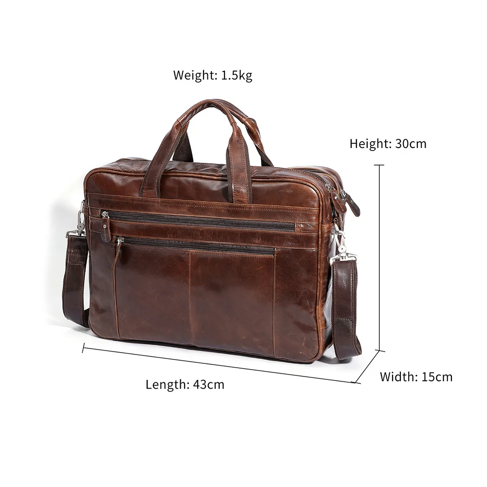 Men Briefcases Bag Genuine Leather Laptop Bags 17" Messenger for Office Document Totes Business Handbag Male