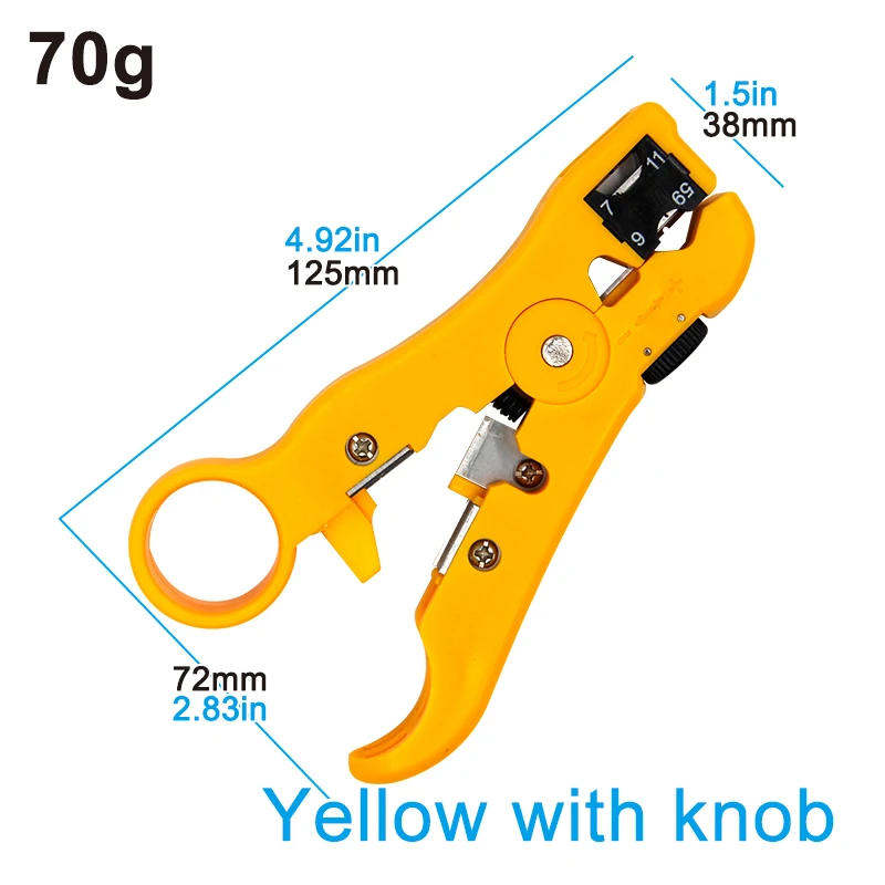 Multifunctional Wire Pliers Yellow Rotary Wire Stripper Adjustable Distance STP/UTP Network Cable Coaxial Wire Stripper Tool