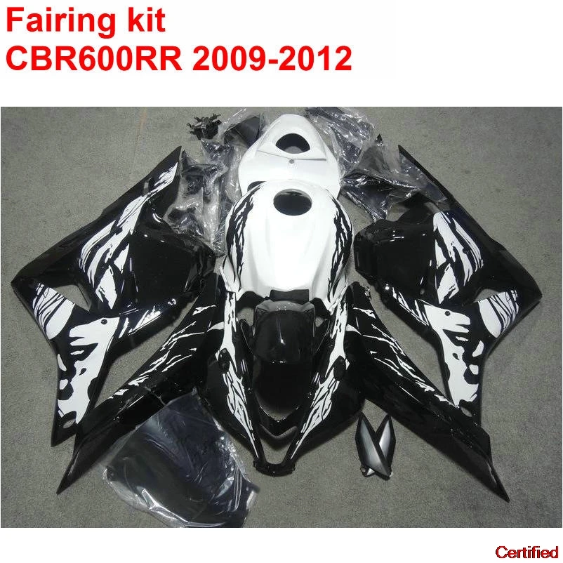 

Injection Customize Fairing Kit For HONDA Cbr600rr 2009 2010 2011 2012 CBR 600 RR 09-12 Black White Fairings Set LK49