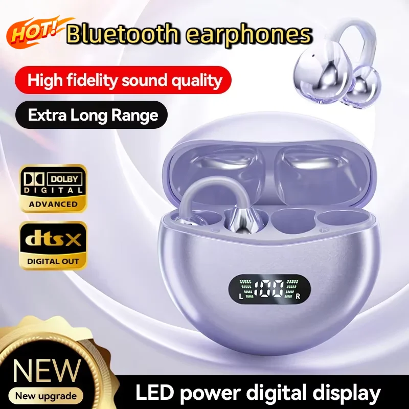 Nouveaux écouteurs intra-auriculaires à clip ouvert 2026, sans fil Bluetooth 5.4, suppression du bruit ENC, avec micro pour Android et iOS