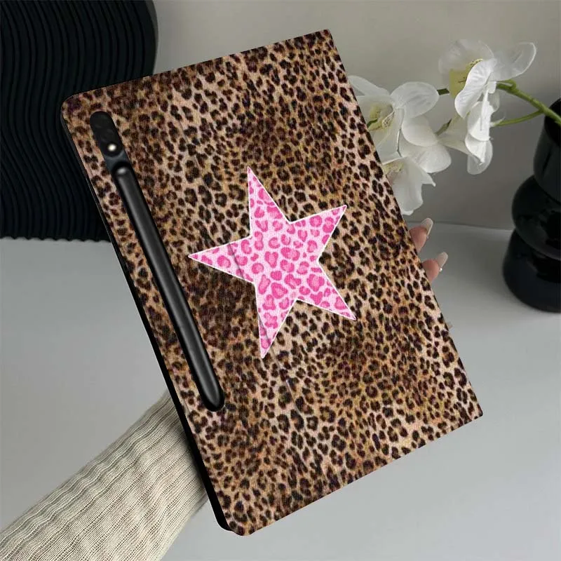 

Leopard Print Pink Star Gift Tablet Case For Samsung Galaxy Tab S7 S8 S9 S10 FE Lite