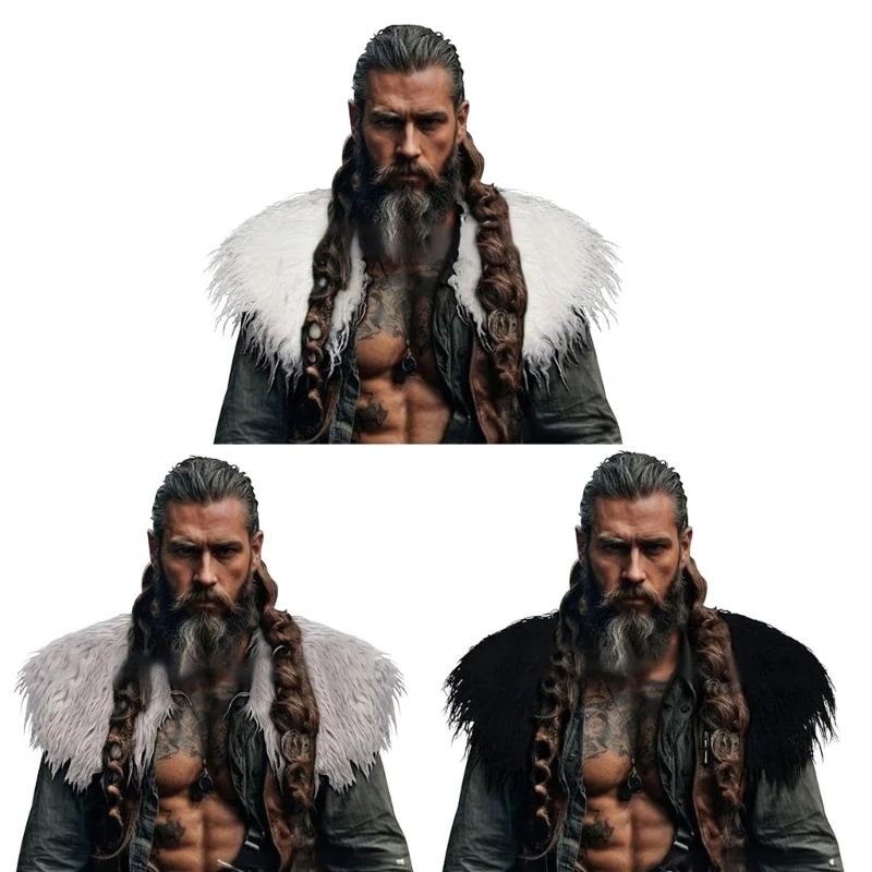 

DXAE Renaissances Cape Faux Furs Mantle Shawl Cold Climate Outdoor Cosplay Essential Tear Resistant Theater Costume Accessory