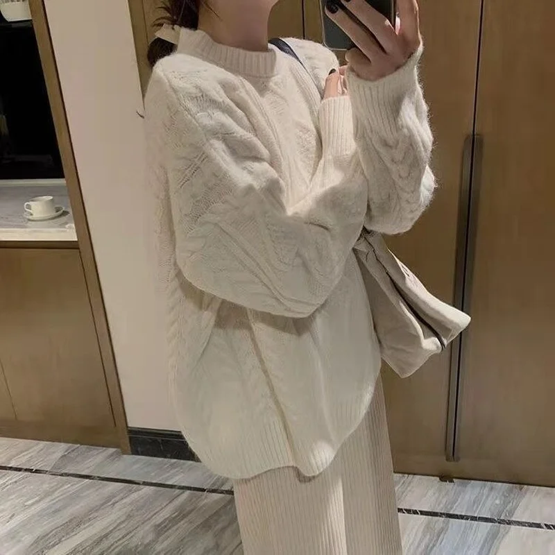 Women Sweater O-neck Solid Fashion Pullovers Chic Korean Style Tender Ulzzang Elegant All Match Knitted Vintage Casual Leisure